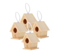 Toyvian 4 pièces Kit Nichoirs à Oiseaux Miniatures à Suspendre Maisons Brut à Peindre Décorations Légères pour Jardin et Fête Compactes et Portables