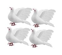 Toyvian 4 Pièces Lot de Colombes Blanches Artificielles à Plumes Décor Réaliste à Déployées Ornements pour Mariage Noël et Décoration Intérieure
