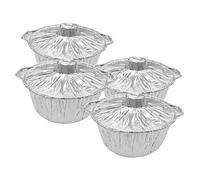 Toyvian 4 pièces Lot de Pots Papier avec Couvercles Jetable Résistante pour Barbecue Extérieur Pique et Cuisson Polyvalente Adapté à Usage Intérieur et Extérieur