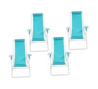 Toyvian 4 Pièces Miniature Foldable Beach Chairs for Dollhouse Realistic Soft Fabric Mini Chairs for Home Decor Camping and Beach Scenes