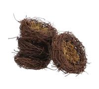 Toyvian 4 pièces Nid Doiseau Artificiel Rotin Réaliste Décoration de Jardin et Accessoire DIY Printemps pour Ornements avec Nid Naturel