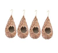 Toyvian 4 Pièces Nid d'oiseau simulé à l'herbe décor extérieur Petit Dehors tissée à la Main Oiseaux de Tissage Faux nids Cage Oiseaux nid d'oiseaux nichoirs en
