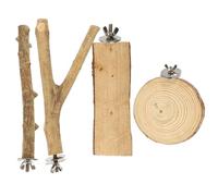 Toyvian 4 Pièces Perchoir pour Perruche en Bois, Stable sans Outil, Café | Petites Oiseaux et Conures, Cage à Oiseaux, Tiges Y et Droites, Boulons et Écrous à Aile