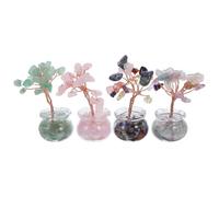 Toyvian 4 Pièces Petit Arbre de Cristal pour Décoration Bureau, Symbole de Prospérité, Design Compact en Cristal et Verre, pour Célébrations du Nouvel an Chinois