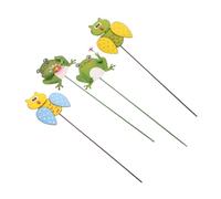 Toyvian 4 Pièces Piquets Décoratifs Animaux pour Jardin de Frog Libellule Hibou Décoration Extérieure Chic et Durable pour Aménager Votre Espace Vert