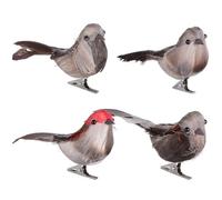 Toyvian 4 pièces Set de Oiseaux Artificiels à Plumes Décoratifs Ornements Vifs Mousse Décoration Jardin et Fêtes Couleurs Aléatoires Accessoires Naturels pour Balcon et Couleur Aléatoire