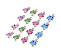 Toyvian 40 pièces Clips Bois Cartoon Chat-Hibou Pinces Photo Décoratives Colorées Clips Multifonctions pour Maison et Bureau Tenue Solide et Décoration Festive