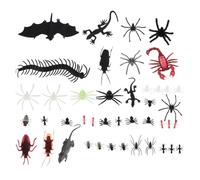Toyvian 44 Pièces Jouets Farceurs Halloween Insectes Plastique Réalistes Chauves Souris Fausses pour Décoration et Farces