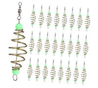 Toyvian 45 Pièces Luminous Olive Shape Fishing Feeder Basket Metal Spring Bait Holder for Carp and Coarse Fishing Glow Bead Trap with Easy Bait Loading