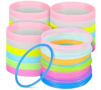 Toyvian 48 pièces Bracelets Silicone Lumineux Mix Couleurs Brillants Nuit pour Fêtes Courses et Célébrations Large et Rond