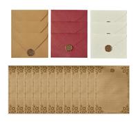 Toyvian 48 Pièces Ensemble D’écriture Vintage en Papier Kraft avec | Kit Papeterie Coordonné, Stickers de Sceau Cire Inclus, Texture Lin, pour Invitations et Vœux