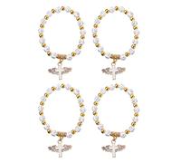 Toyvian 4pièces Bracelet Garçon Fille Perles Croisées Dorées De Bracelets Avec Design Angélique Pour Anniversaire Et Événements Spéciaux