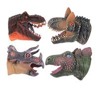 Toyvian 4Pièces Marionnettes à Main Dinosaure Jouets Interactifs avec Bouche Mobile pour Figurines Réalistes de Tricératops Stégosaure et Brachiosaure pour Jeu