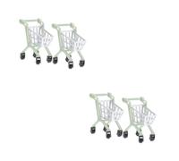 Toyvian 4pièces Mini Chariot De Courses Jouet Décoration pour Maison De Poupées Accessoire De Scène Miniature Caddie Modèle pour Décor De Bureau Et Photo