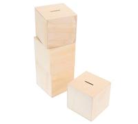 Toyvian 4pièces Tirelires Bois Unfinished Boîtes à Monnaie Carrées à Peindre pour Garçon Fille Activités Manuelles pour Cultiver des Habitudes Épargne
