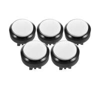 Toyvian 5 Pièces Bouton de Réinitialisation Plat Rond Blanc pour Borne D'arcade et Console de Jeux, Installation Facile avec Microswitch, Matériau Plastique et Métal, Design Élégant