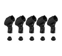Toyvian 5 Pièces Clip de Microphone Noir Résistant aux Chutes en Pe et Abs avec Adaptateurs Plastiques, Support Pratique pour Performances en Extérieur