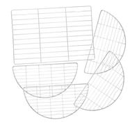 Toyvian 5 Pièces Grill Net Acier Inoxydable avec Support de Cuisson et Refroidissement Rond et Carré Barbecue Coréen Résistant et Polyvalent pour Four et Plein Air Argent