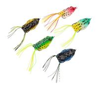 Toyvian 5 Pièces Leurres Souples de Pêche Ensemble de Leurres de Pêche de Grenouille, Silicone et Métal, Appât Flottant Réaliste, pour Poisson et Truite, Eaux Douces et Salées