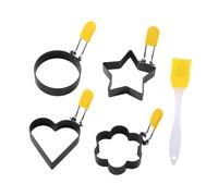 Toyvian 5 pièces Lot de Moules à Omelette Antiadhésifs avec Brosse Anneaux pour Cuisson Œufs Pancakes et Biscuits Réutilisables et Faciles à Démouler pour Cuisine Familiale