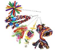 Toyvian 5 pièces Lot Jouets à Mâcher pour Perroquet Naturel avec Perles Jouets Suspendus Colorés pour Oiseaux Moyens et Grands Activité de Jeu Déchiquetage pour Calopsittes et Perruches