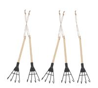 Toyvian 5 Pièces Mini Handheld Garden Rake Four-Tooth Soil Digging Tool for Small Gardens Weeding Aeration and Maintenance