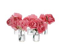 Toyvian 5 Pièces Miniature Vase Set Verre Transparent avec Fleurs Artificielles pour Décoration de Maison de Poupée Micro Paysage et Ornement de Bureau Accessoire de Jardin de Fée