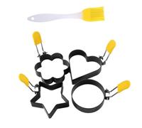 Toyvian 5 pièces Moule Œufs Au Plat Inox Épais Set avec Brosse Antiadhésif Réutilisable pour Cuisine DIY Cuisson Œufs Frits