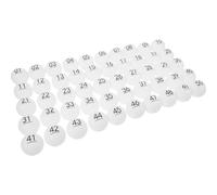 Toyvian 50 Boules de Loterie Numérotées 1-50 en Plastique Réutilisable Blanc, Boules sans Couture Légères pour Fête, Jeu de Tirage et Activités Ludiques à Domicile
