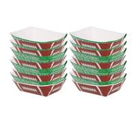 Toyvian 50 Pièces Boîtes à Hot Dogs Jetables Papier Kraft Vert et Rouge Barquettes Bateau pour Fête Football Plateau Snack Chaud pour Poulet Barbecue et Restauration Rapide