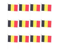 Toyvian 50pcs Drapeaux à Main Belges Portatifs en Polyester Résistants la Décoloration pour Décoration de Fête et Grand Opening, Drapeaux à Bâton Solides