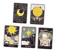 Toyvian 5pièces Lot de Broches Tarot Émail pour Vêtements et Sacs Épingle Décorative Unisexe