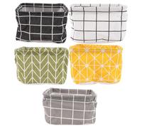 Toyvian 5pièces Paniers Rangement Tissu Coton Lin Grands Rectangulaires pour Chambre Bureau Salle de Bains Noir Blanc Gris Jaune Vert