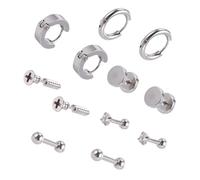 Toyvian 6 paires Set Boucles Oreilles Acier Inoxydable Argenté Clous et Anneaux Punk Accessoires Légers et Durables pour Femmes Look Brillant et Confortable Fêtes et Occasions