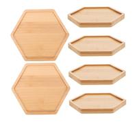 Toyvian 6 Pièces Bamboo Plant Coasters Hexagon Flower Pot Drip Tray for Indoor Succulent Bonsai Planter Bottom Tray Handmade Bamboo Saucers