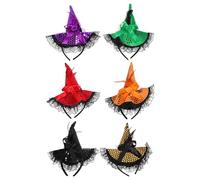 Toyvian 6 Pièces Bandeau Cheveux Chapeau Sorcière Halloween en Tissu Dentelle et Sequins, Style Chic pour Fête Halloween ou Cosplay, Ambiance Festive et Originale