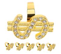 Toyvian 6 Pièces Cosplay Decorative Rings With Sparkling Diamonds Bling Hip Hop Gangster Costume Jewelry For Men And Women Statement Finger Bands For Halloween And Fancy Dress