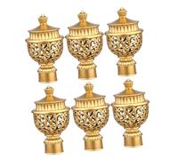 Toyvian 6 pièces Embouts de Tringle à Rideaux Dorés Embouts Décoratifs Creux pour Tringles Romaines Cache-Tringle pour Salon Chambre et Salle à Manger