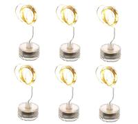 Toyvian 6 pièces Guirlande Lumineuse Étanche LED Submersible Lampe à Pile Bouton Lumière Plongeante Décorative pour Piscine et Fête Lampes Blanc Chaud