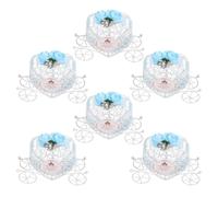 Toyvian 6 Pièces Lot de Boîtes à Bonbons en Fer Forme de Cœur Style Calèche pour Mariage, Portable et Facile à Nettoyer, pour Fêtes et Présents Invités