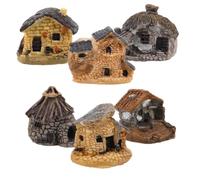 Toyvian 6 Pièces Maison de Micro-Paysage Figurine Chalet Résine | Bureau et Bibliothèque, sans Entretien, Placement Polyvalent, Accessoires Miniatures, Style Campagne