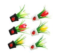 Toyvian 6 Pièces Miniature Tulip Potted Plants Set Artificial Indoor Flower Decor for Desk Dollhouse and Miniature Garden Accessories