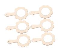 Toyvian 6 pièces Miroirs Bois Mini pour Garçon Fille Miroir à Main DIY Loisirs Créatifs Éducatif à Peindre et Décorer