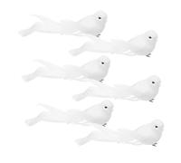Toyvian 6 Pièces Oiseaux Artificiels Blancs Mousse Décoratifs pour Mariage Anniversaire Fête Colombes Réalistes Plumes pour Ornements de Sapin et Décoration Intérieure