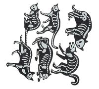 Toyvian 6 Pièces Panneaux de Décoration Halloween Piquets de Jardin Chat Squelette Lumineux pour Décor Extérieur Effrayant pour Cour et Chemin de Pelouse