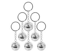 Toyvian 6 Pièces Porte-clés Boule à Facettes Disco Argentée Légère et Portable en Alliage de Zinc, Décoration Suspendue pour Voiture et Mariage