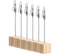 Toyvian 6 Pièces Porte-mémo en Bois et Métal Réutilisable, Clips de Messages Simples pour Bureau, Support Photo et Carte pour Décoration de Table