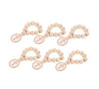 Toyvian 6 Pièces Wooden Rosary Beads With Crucifix Pendant For Baptism And First Communion Organza Pouch Set Spiritual Keepsake For Shower And Bridal Shower