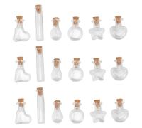 Toyvian 60 pièces Bouteilles en Verre Transparentes pour vœux avec Bouchon en liège flacons en Verre Clair pour décoration et Rangement de Formes variées pour Loisirs manuels et Cadeaux