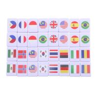 Toyvian 64 Pièces Jeu de Société Mahjong Drapeau International Portable en 64 Tuiles Mémoire pour Couples et Garçon et Filles Jeu de Géographie Éducatif